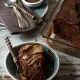 Chocolate Sponge Cake with Pears and Chocolate Fudge Sauce www.thefoodiecorner.gr