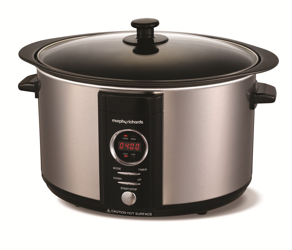 Digital slow cooker in brushed stainless steel colour