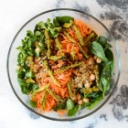 Chickpea and Quinoa Salad with Lamb’s Lettuce, Asparagus, Nigella Seeds and Cumin Balsamic Dressing www.thefoodiecorner.gr