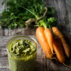 Carrot Top Greens and Almond Pesto www.thefoodiecorner.gr
