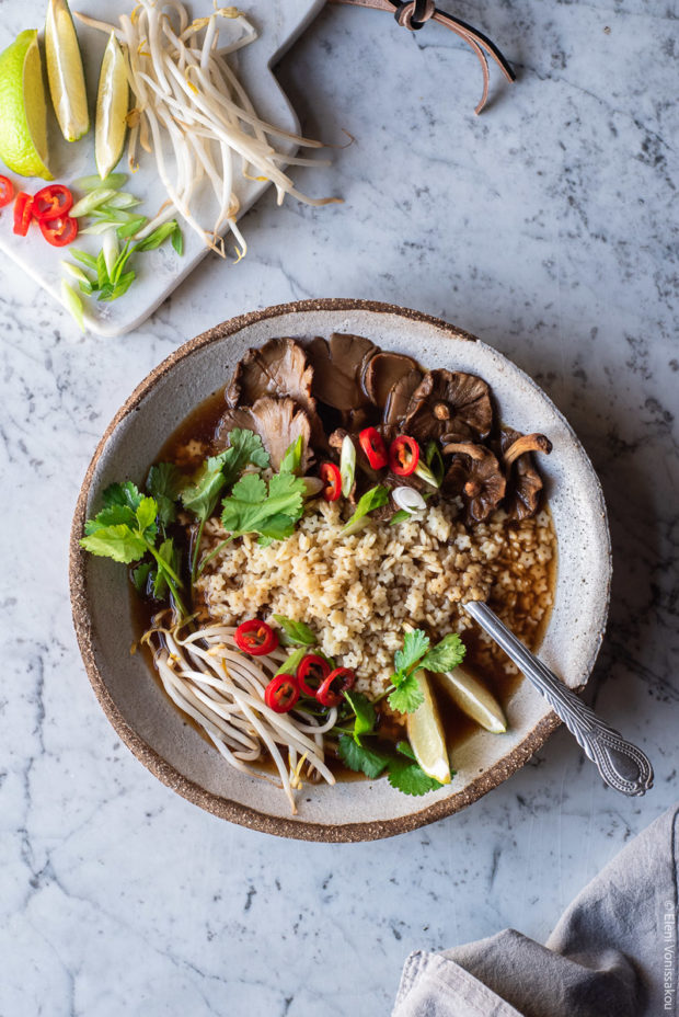 Mushroom Soup with Stelline Pasta, Inspired by Vietnamese Pho